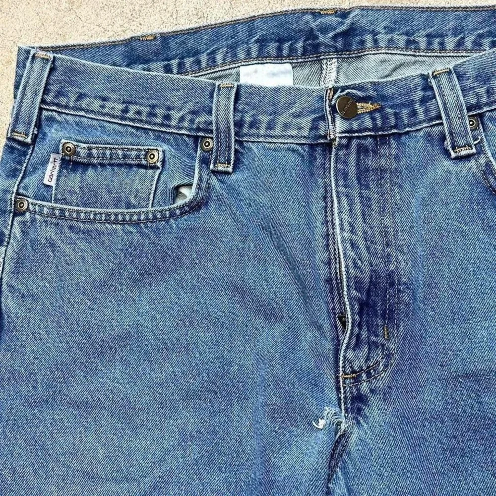 Carhartt Blue‎ Wash Relaxed Fit Heavyweight Workwear Denim Jeans Size 36x30